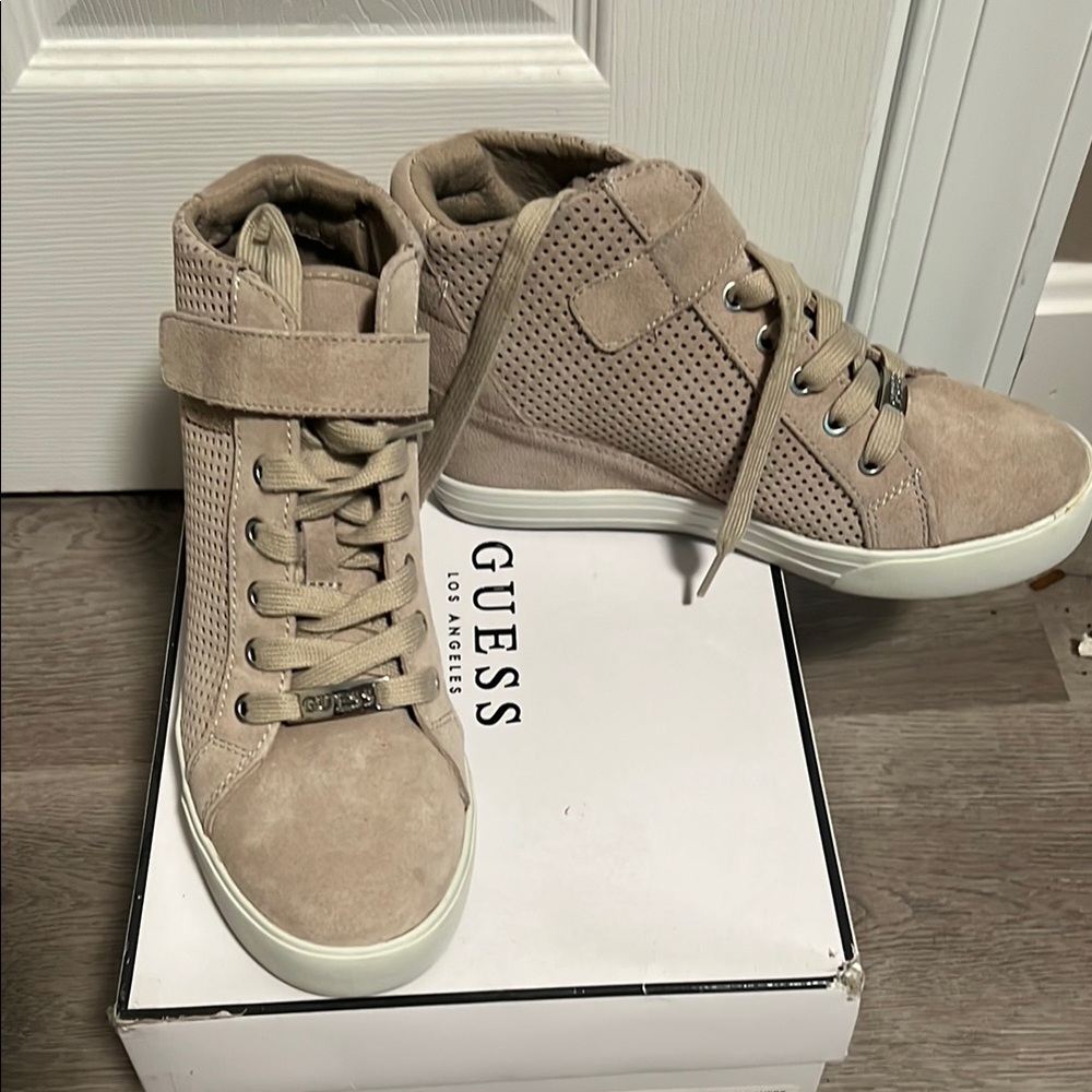 Guess Taupe Lace-Up High-Tops